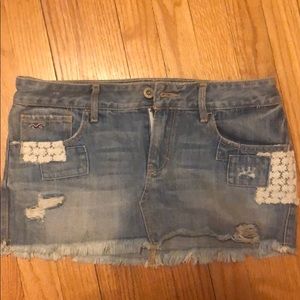 Denim and Lace floral skirt